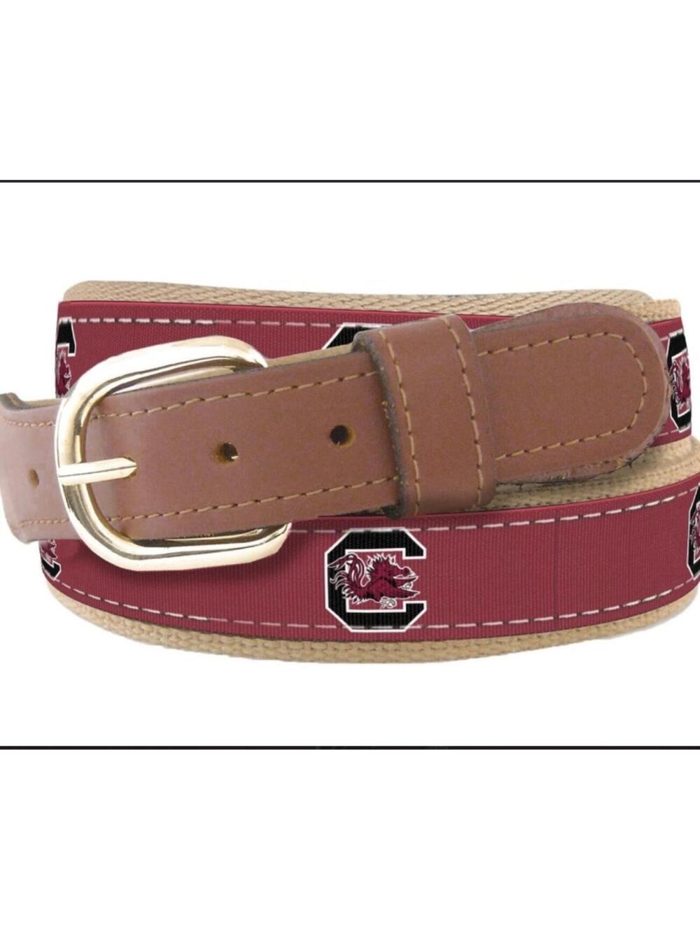Zep-Pro South Carolina Gamecock Collegiate Woven Ribbon Belt Garnet SZ 28